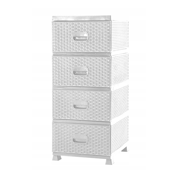 Rattan szekrény 4 fiókkal - Fehér 02 https://velizo.cz/termekkategoria/szepsegapolas-egeszseg/